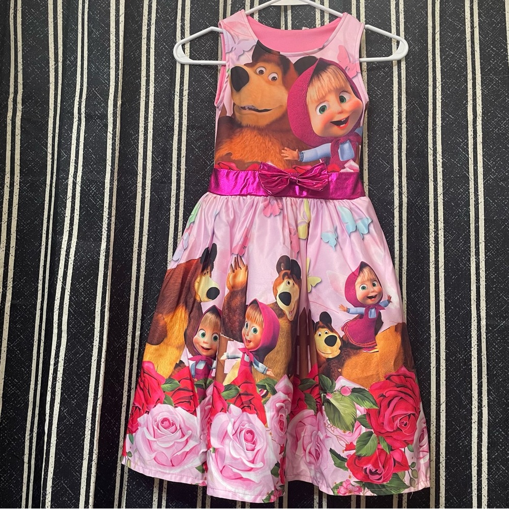 Pink Cartoon Character Kids Dress